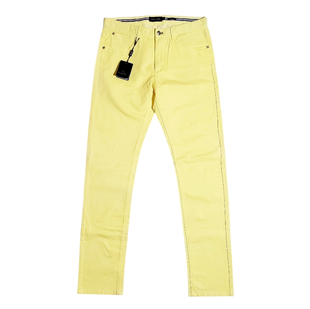 Massimo Dutti Mens Casual Fit 5-Pocket Jeans Tall 31W x 34L Light Yellow NWT